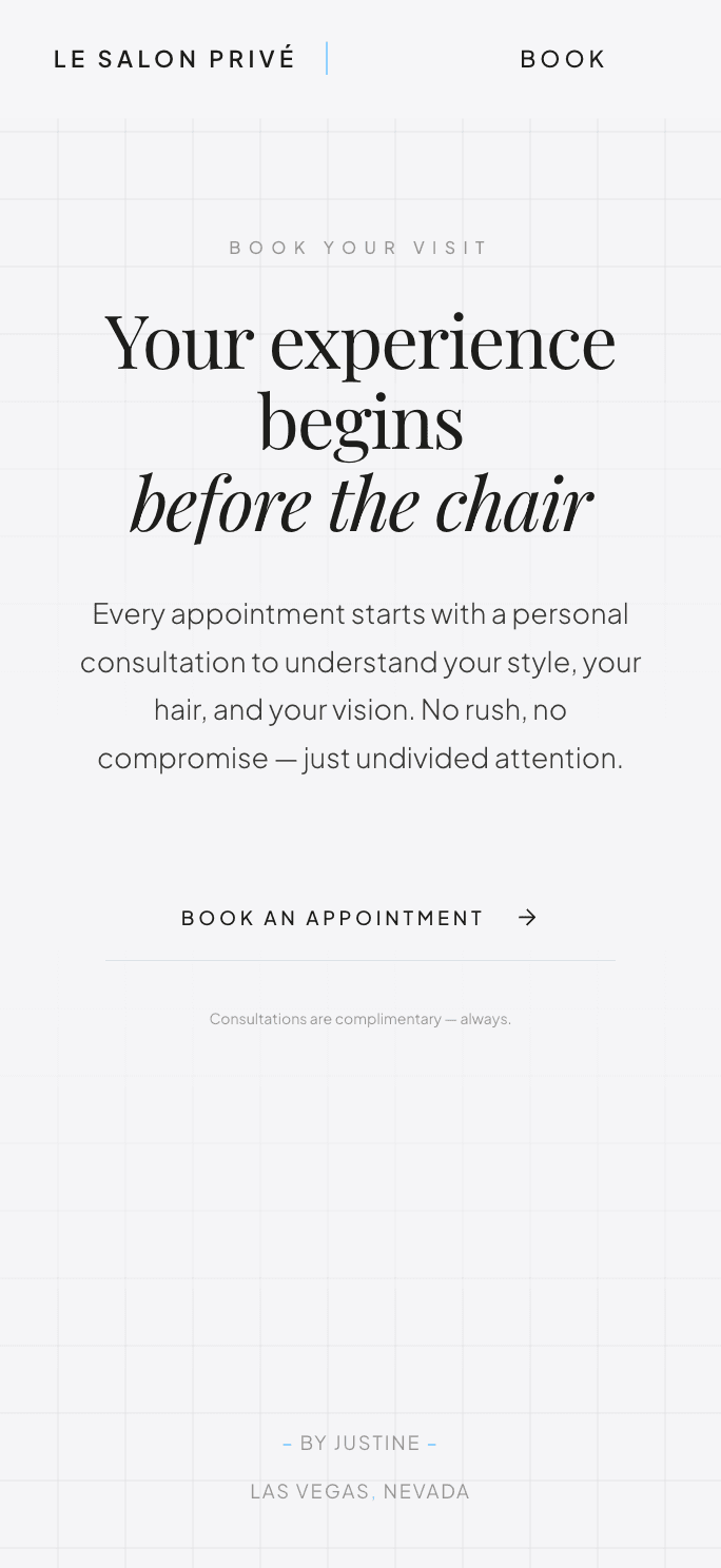 Le Salon Privé — Mobile Booking